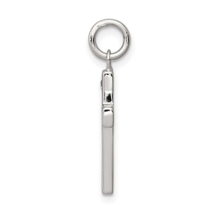 Sterlingsilber Rhodiniert Schwarz Ink Glaube und Zirkonia Antikisiert Kreuz Charm