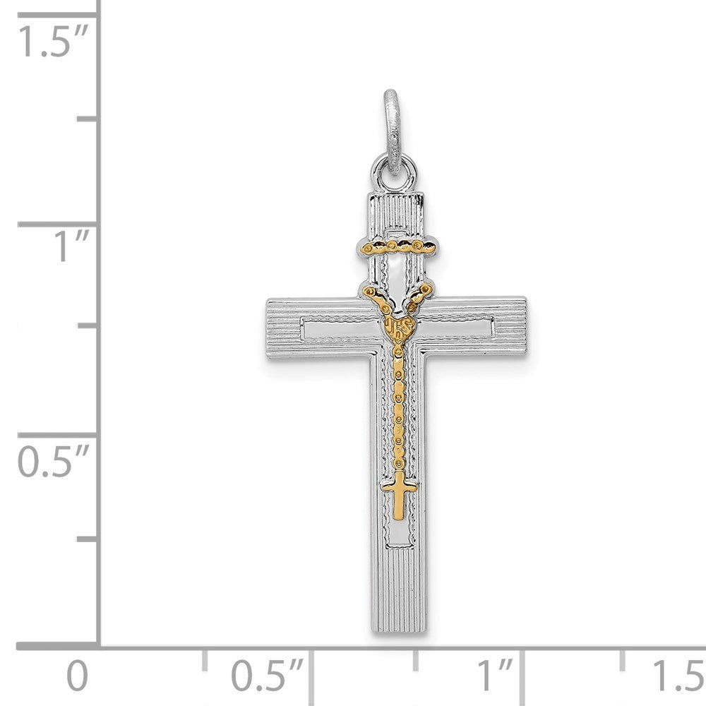 Sterlingsilber Rhodiniert & Vermeil Rosenkranz Kreuz Anhänger