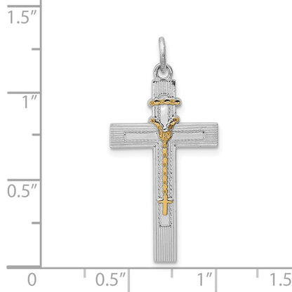 Sterlingsilber Rhodiniert & Vermeil Rosenkranz Kreuz Anhänger