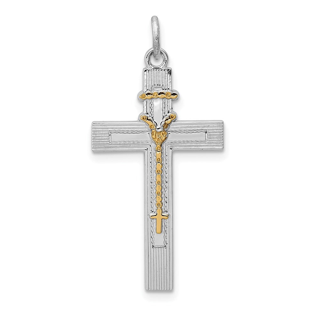 Sterlingsilber Rhodiniert & Vermeil Rosenkranz Kreuz Anhänger