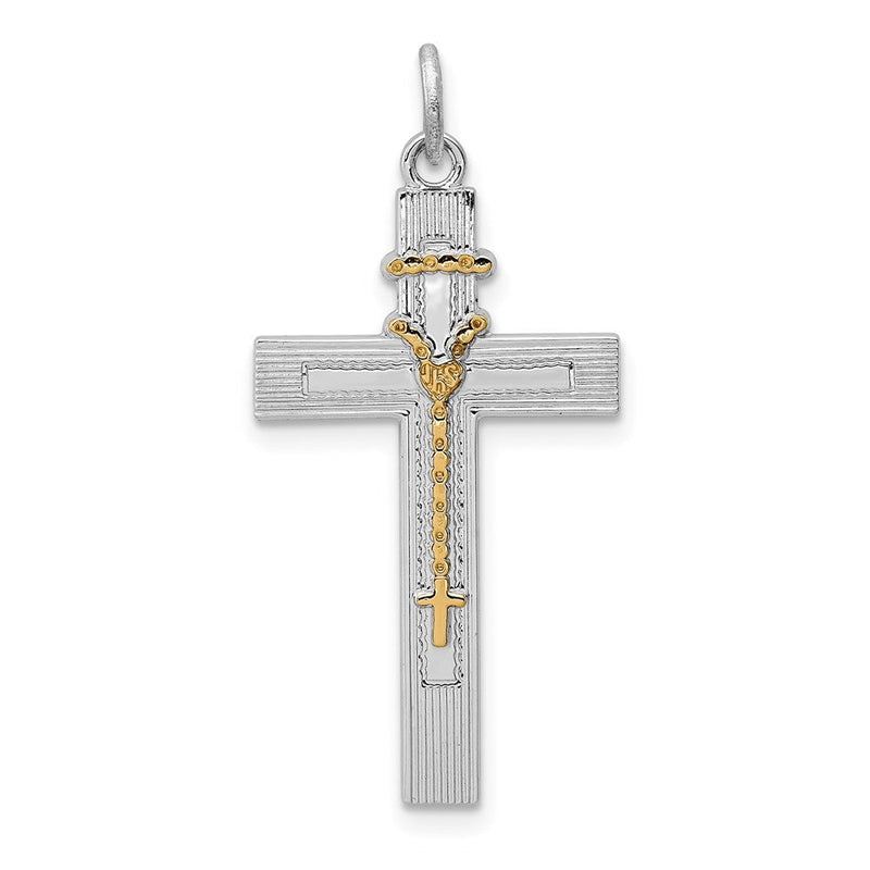 Sterlingsilber Rhodiniert & Vermeil Rosenkranz Kreuz Anhänger