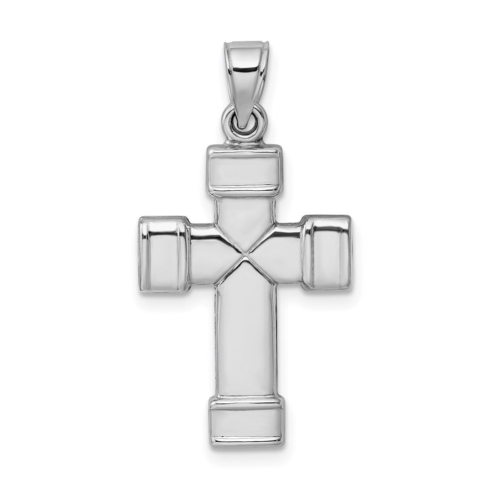 Sterlingsilber Rhodiniert Hohl Wendbar Kreuz Anhänger