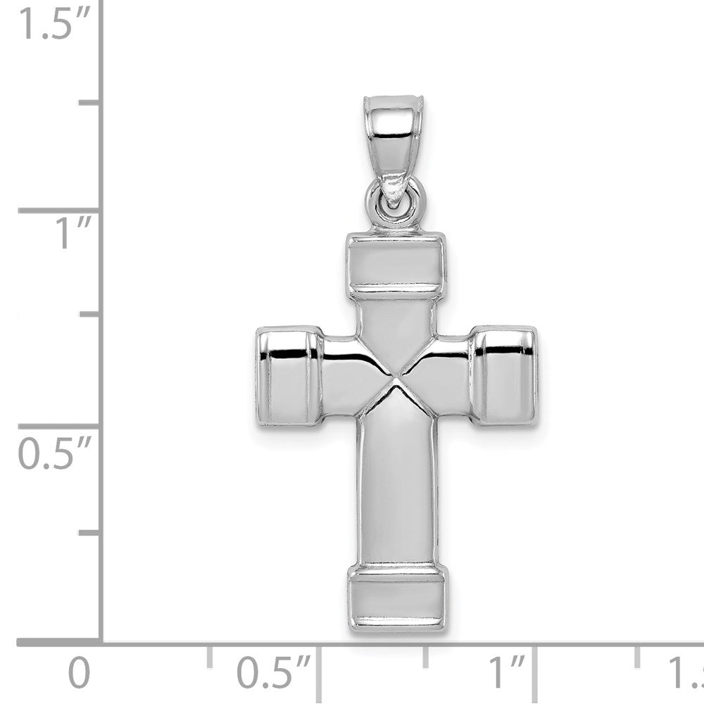 Sterlingsilber Rhodiniert Hohl Wendbar Kreuz Anhänger