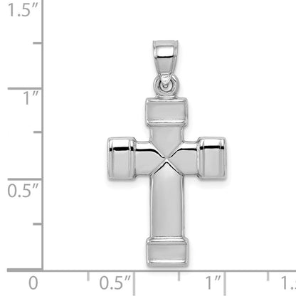 Sterlingsilber Rhodiniert Hohl Wendbar Kreuz Anhänger