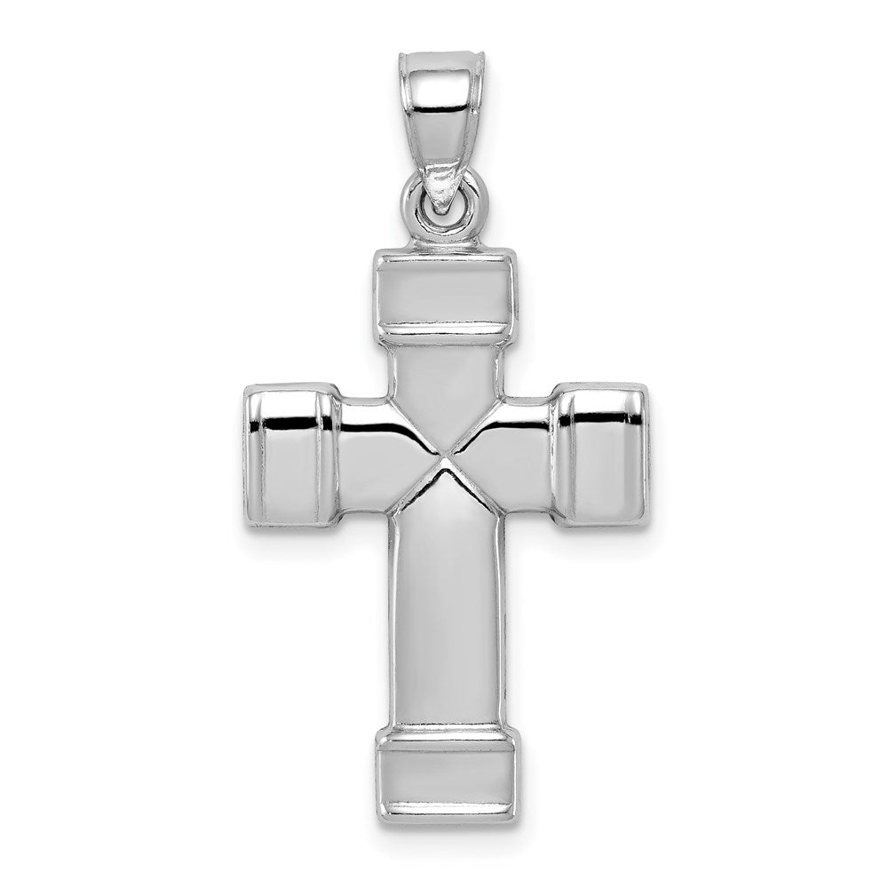 Sterlingsilber Rhodiniert Hohl Wendbar Kreuz Anhänger