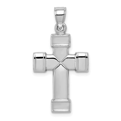 Sterlingsilber Rhodiniert Hohl Wendbar Kreuz Anhänger