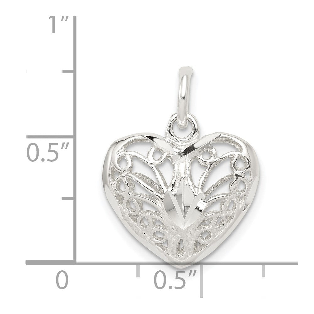 Sterlingsilber Filigran Herz Charm