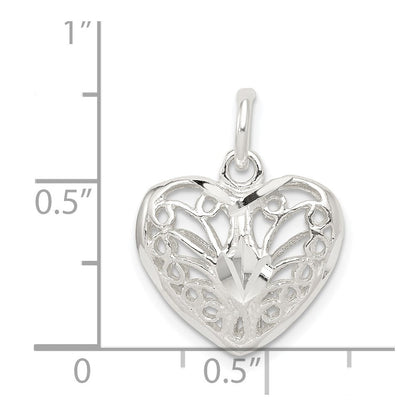 Sterlingsilber Filigran Herz Charm