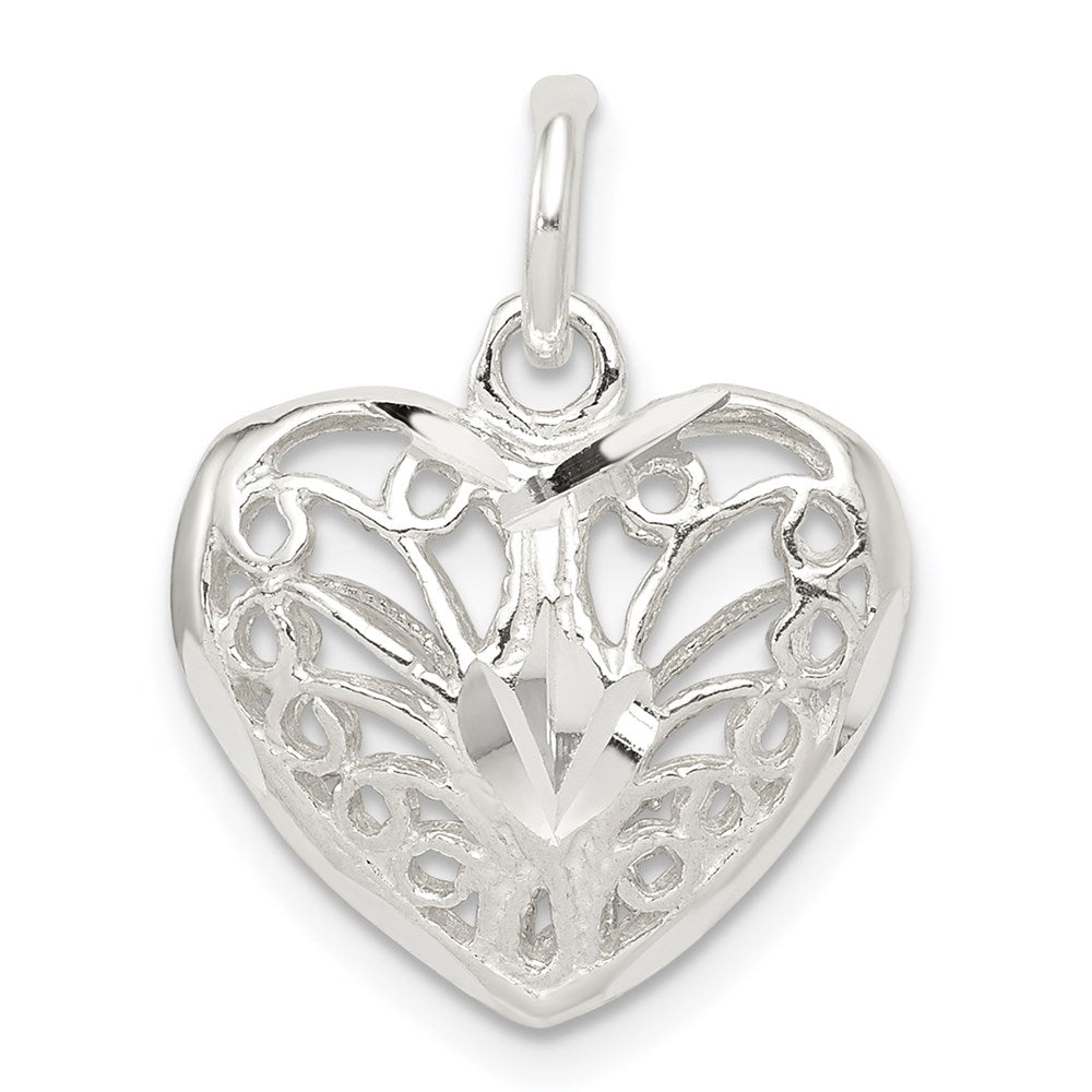 Sterlingsilber Filigran Herz Charm