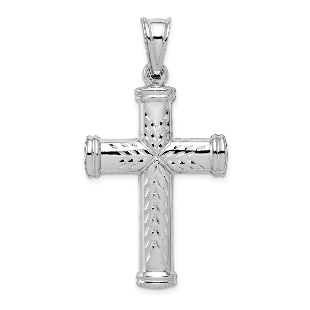 Sterlingsilber Rhodiniert Diamantiert Wendbar Kreuz Anhänger