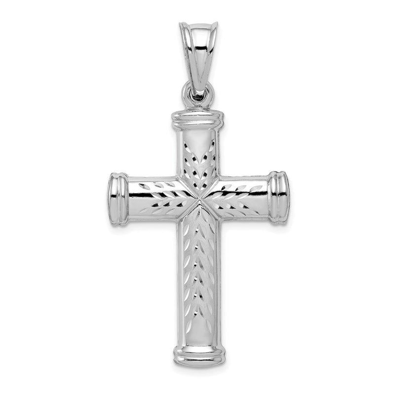 Sterlingsilber Rhodiniert Diamantiert Wendbar Kreuz Anhänger