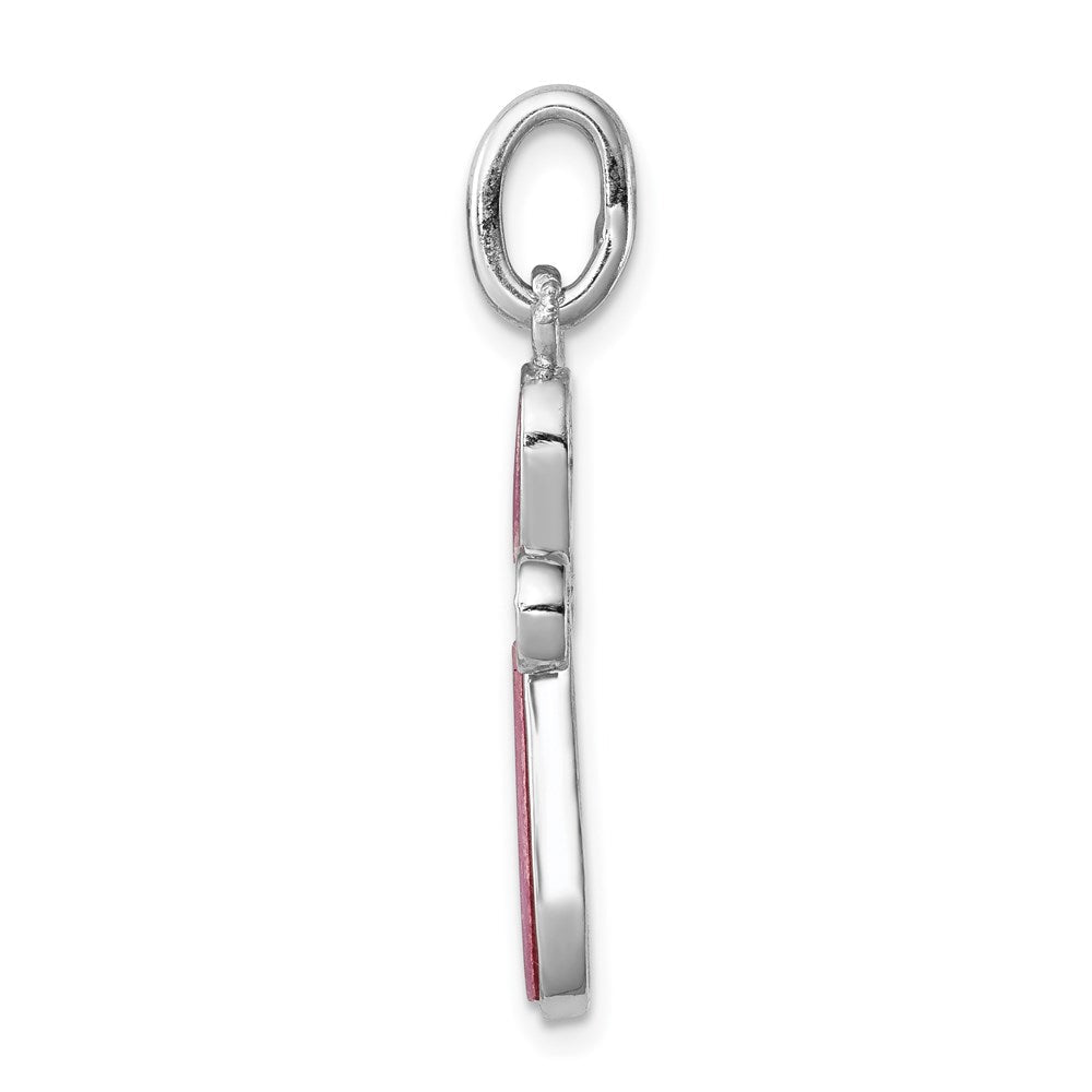Sterlingsilber Rhodium-platedpink Perlmutt Kreuz Anhänger