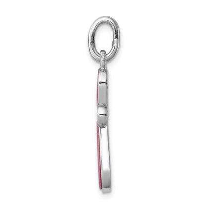 Sterlingsilber Rhodium-platedpink Perlmutt Kreuz Anhänger