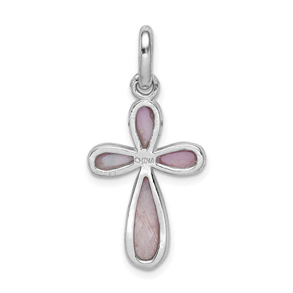 Sterlingsilber Rhodium-platedpink Perlmutt Kreuz Anhänger