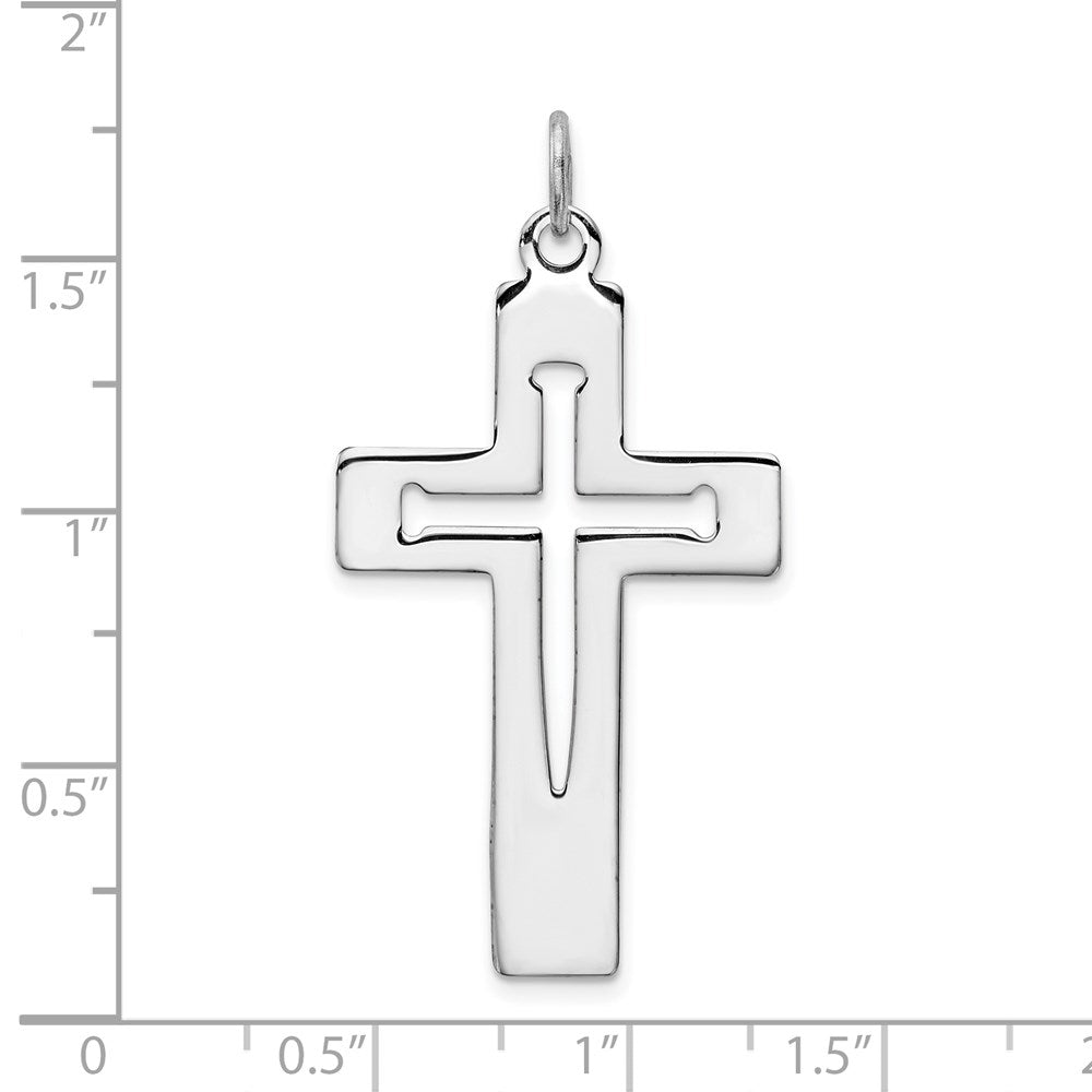 Sterlingsilber Rhodiniert Lateinisch Kreuz Anhänger