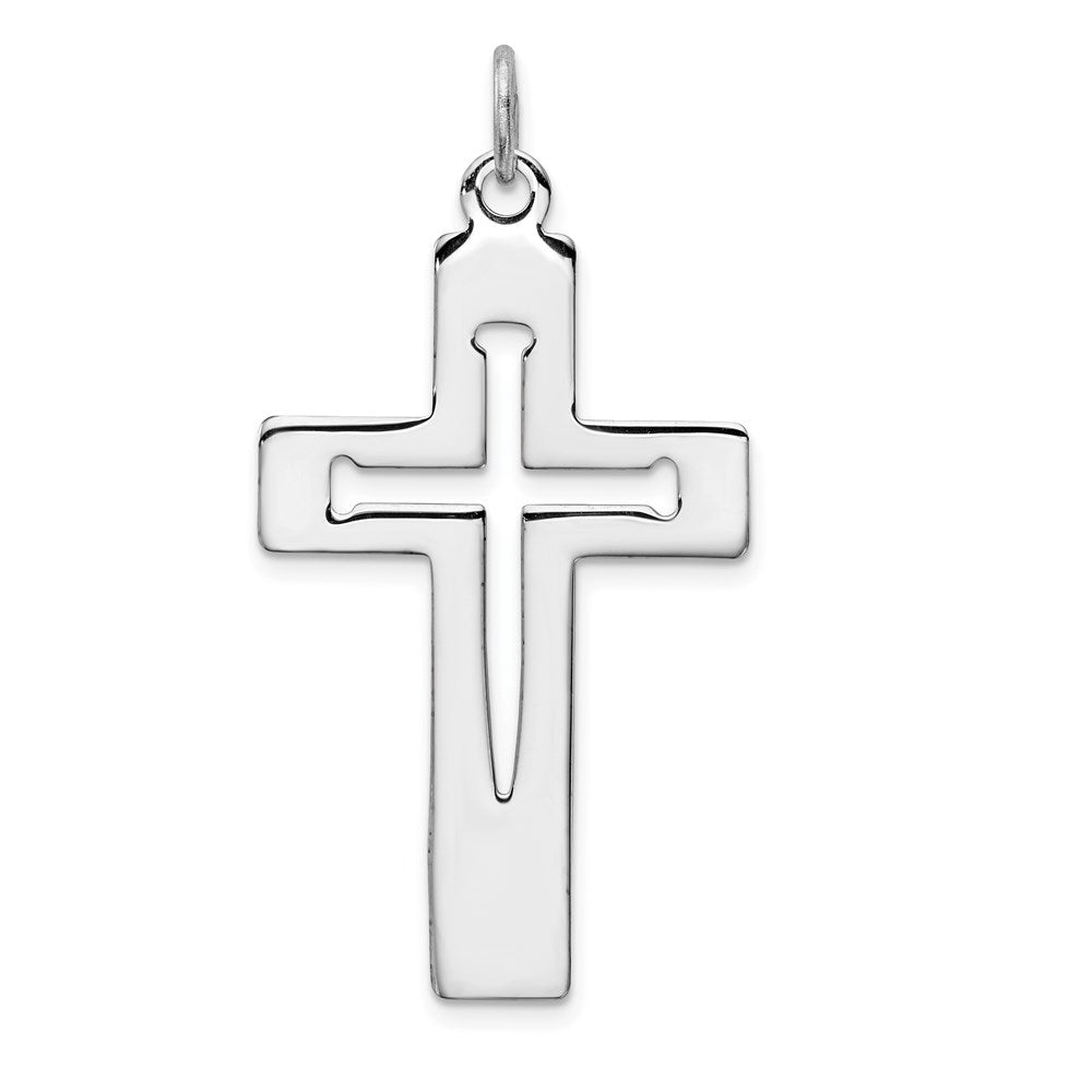 Sterlingsilber Rhodiniert Lateinisch Kreuz Anhänger