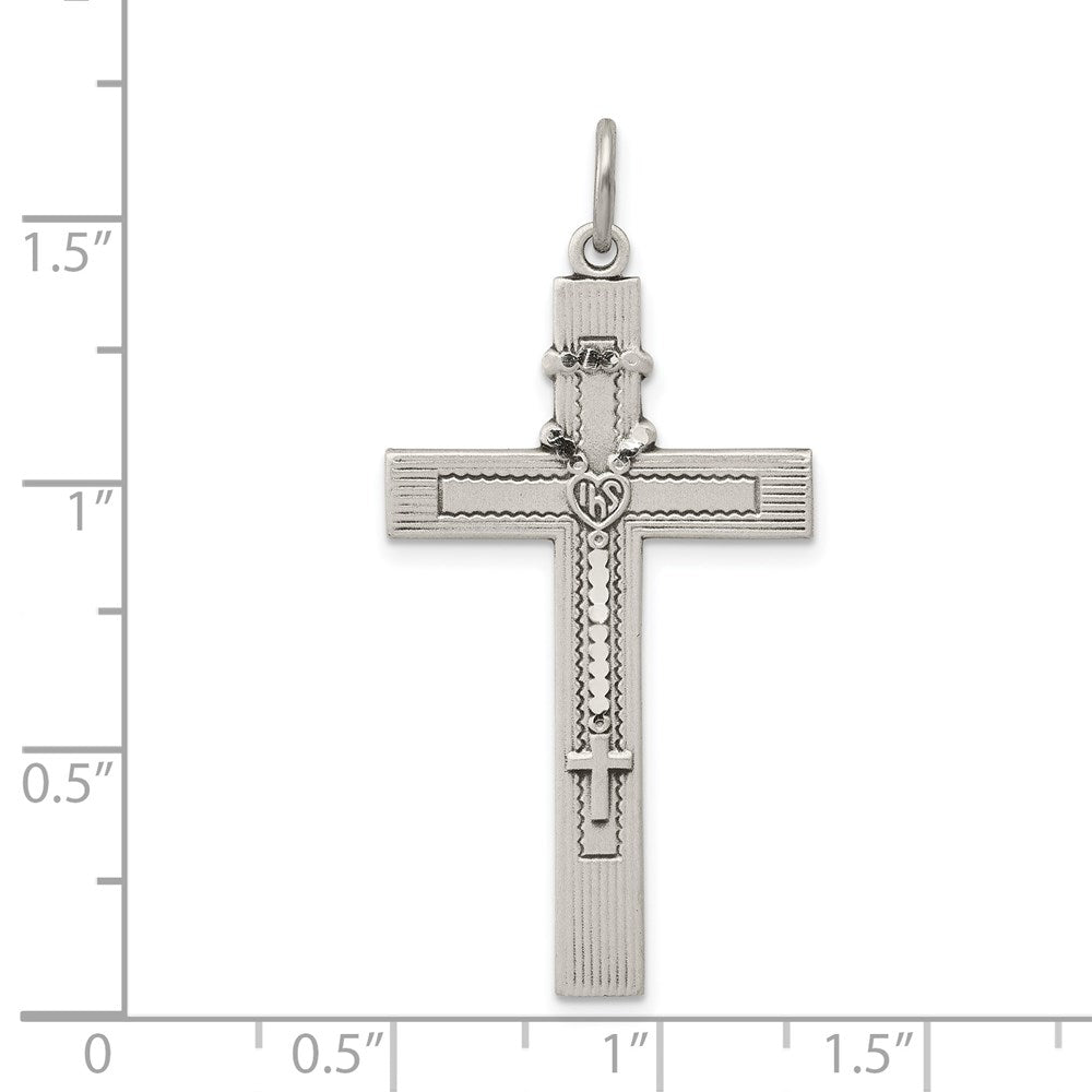 Sterlingsilber Antikisiert Rosenkranz Kreuz Anhänger