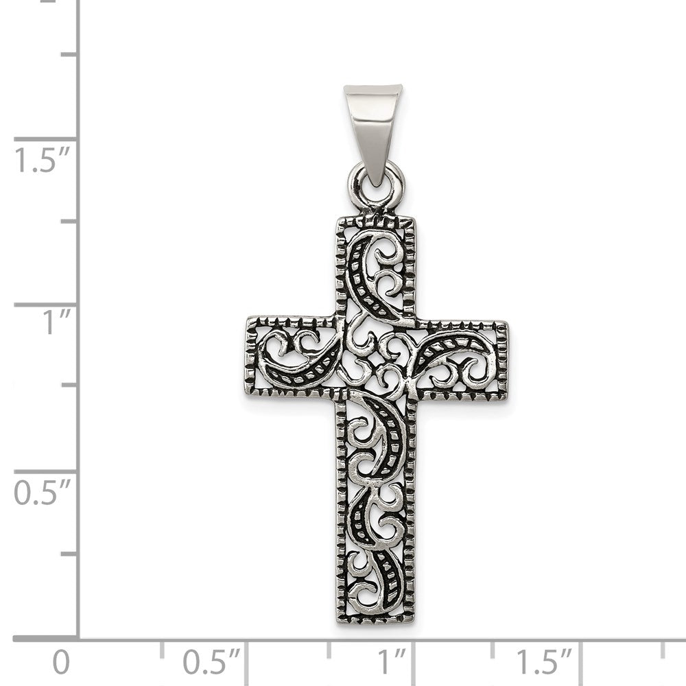 Sterlingsilber Antikisiert Ranke Kreuz Anhänger