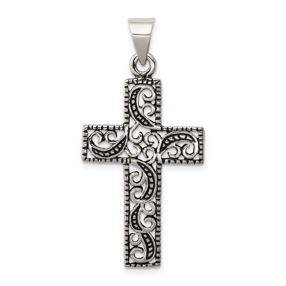 Sterlingsilber Antikisiert Ranke Kreuz Anhänger