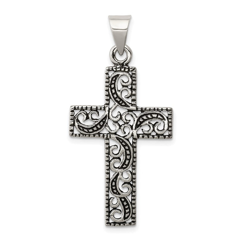 Sterlingsilber Antikisiert Ranke Kreuz Anhänger