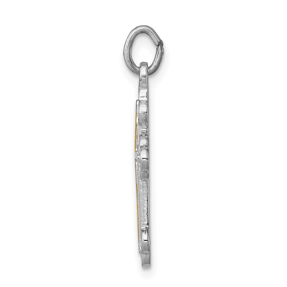 Sterlingsilber Rhodiniert & 18K Vergoldet Kreuz Charm