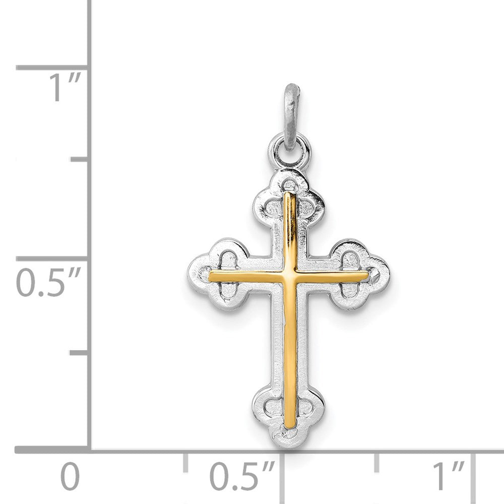 Sterlingsilber Rhodiniert & 18K Vergoldet Kreuz Charm