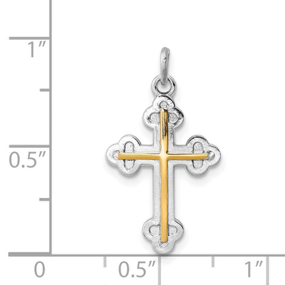Sterlingsilber Rhodiniert & 18K Vergoldet Kreuz Charm