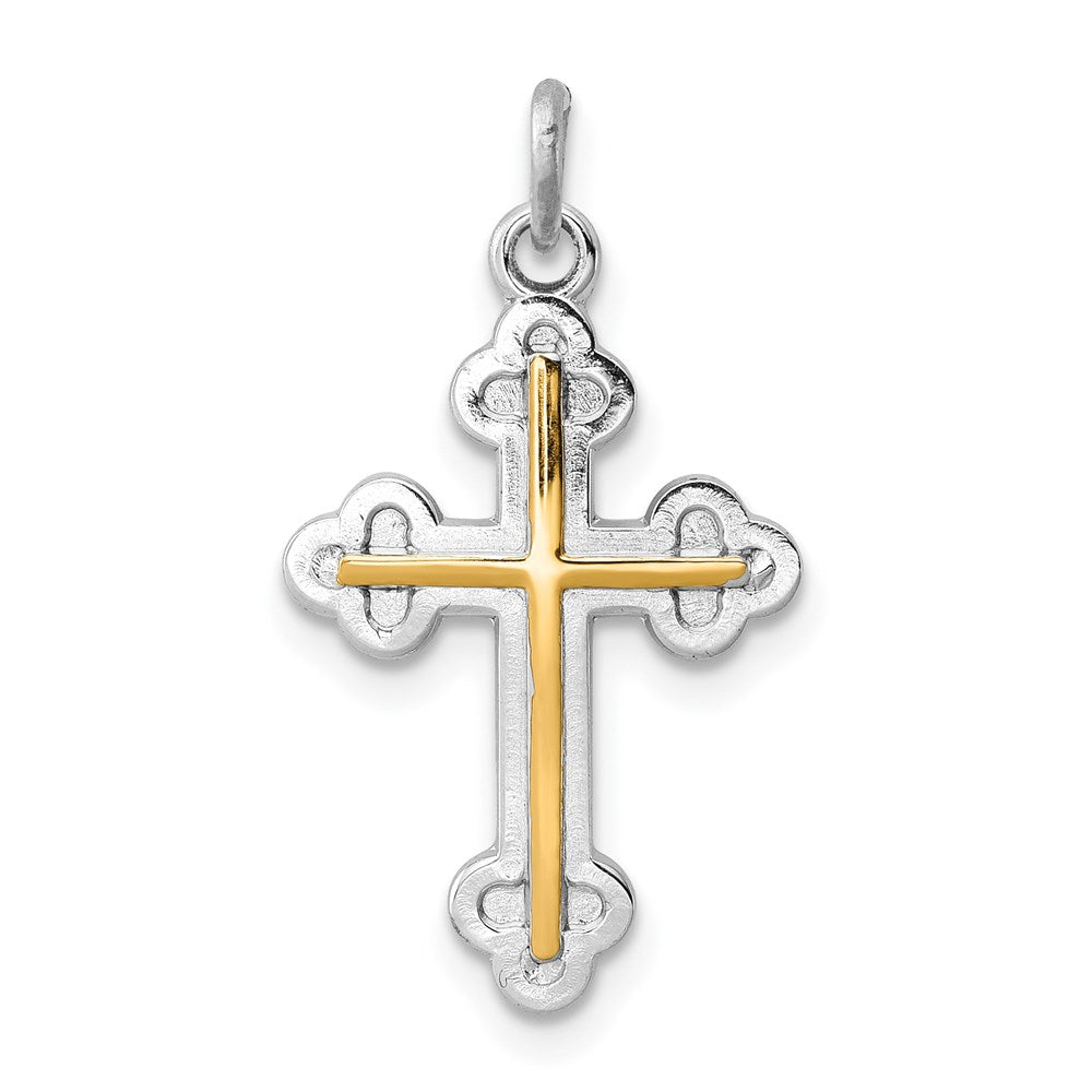 Sterlingsilber Rhodiniert & 18K Vergoldet Kreuz Charm