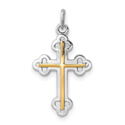 Sterlingsilber Rhodiniert & 18K Vergoldet Kreuz Charm