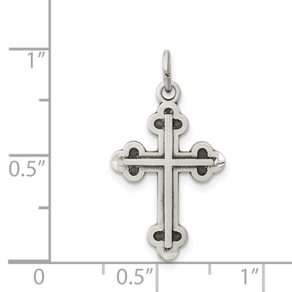Sterlingsilber Antikisiert Knospend Kreuz Charm