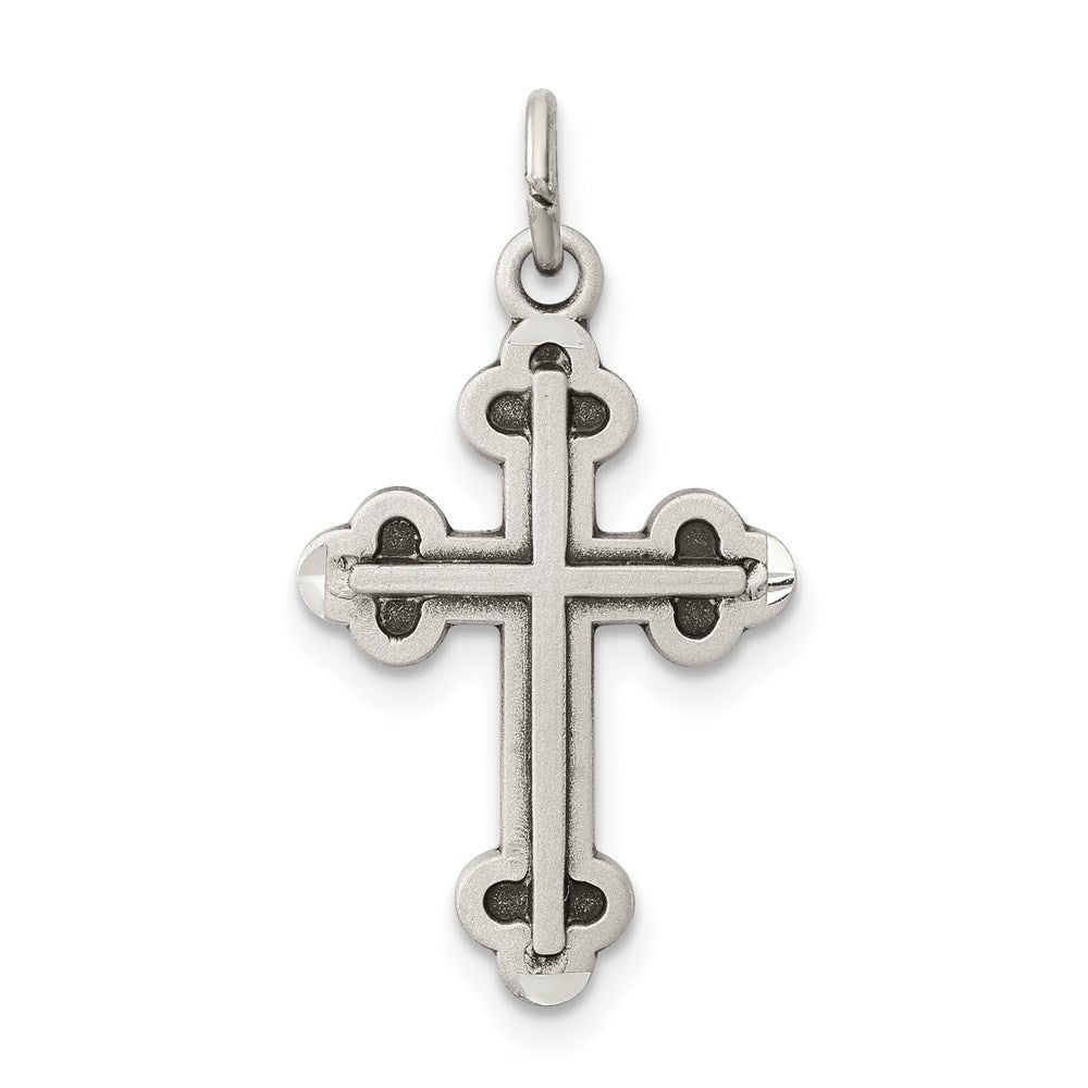 Sterlingsilber Antikisiert Knospend Kreuz Charm