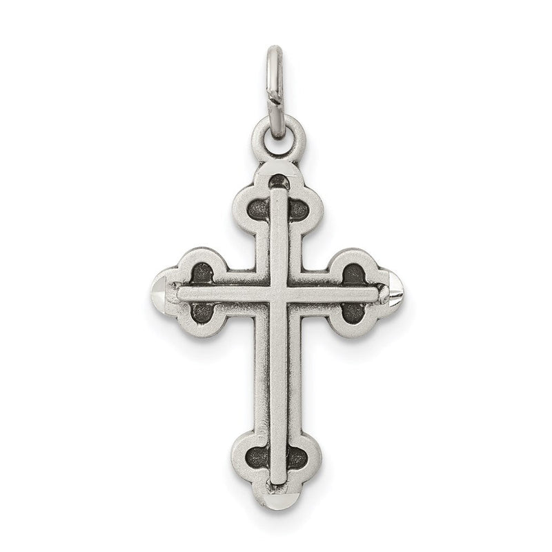 Sterlingsilber Antikisiert Knospend Kreuz Charm