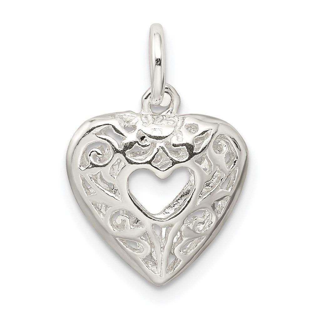 Sterlingsilber Filigran Herz Charm