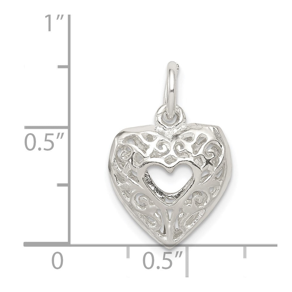 Sterlingsilber Filigran Herz Charm