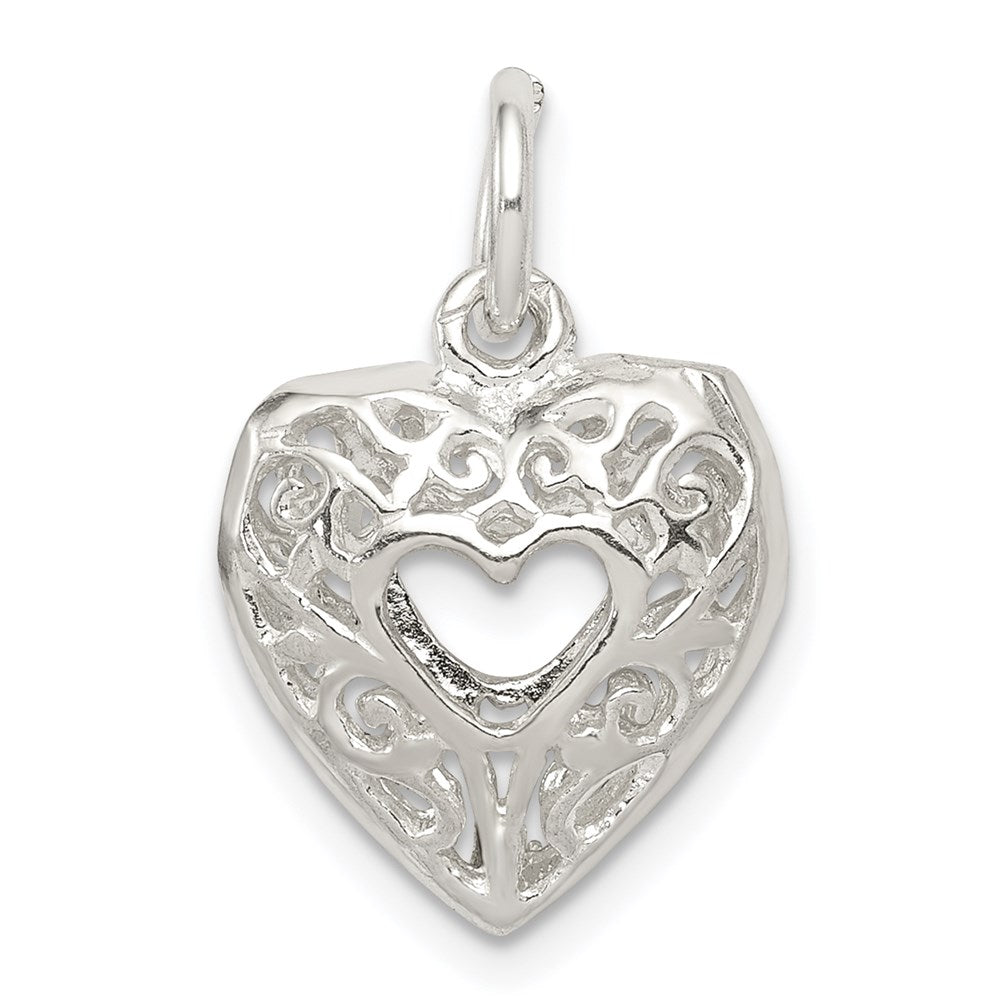 Sterlingsilber Filigran Herz Charm