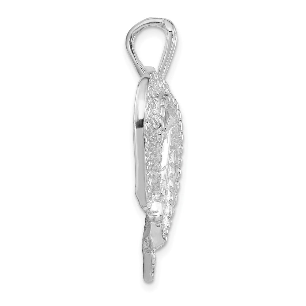 Sterlingsilber Poliert Fantasie Strukturiert Herz Charm