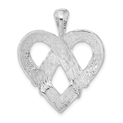Sterlingsilber Poliert Fantasie Strukturiert Herz Charm