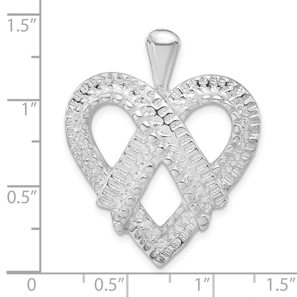 Sterlingsilber Poliert Fantasie Strukturiert Herz Charm