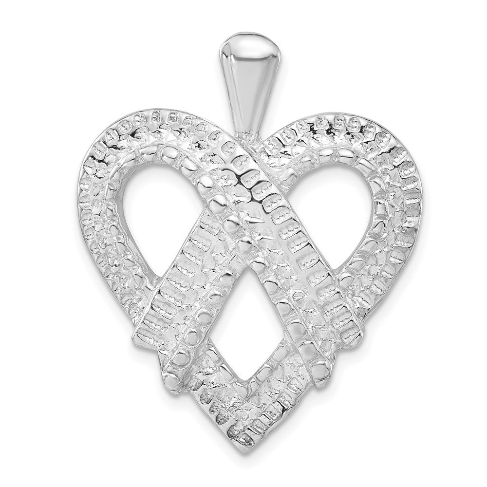 Sterlingsilber Poliert Fantasie Strukturiert Herz Charm