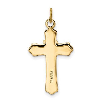 Sterlingsilber Rhodiniert & 18K Vergoldet Taube (satin) Kreuz Charm