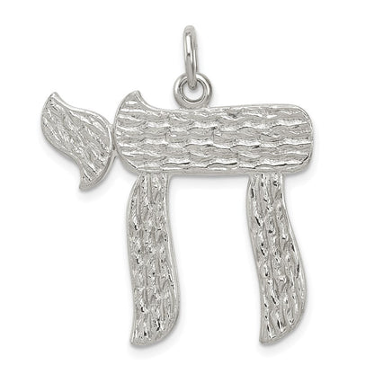 Chai Jüdisches Symbol (Ohne Textur – Sonderanfertigung) Anhänger in 14K Weißgold