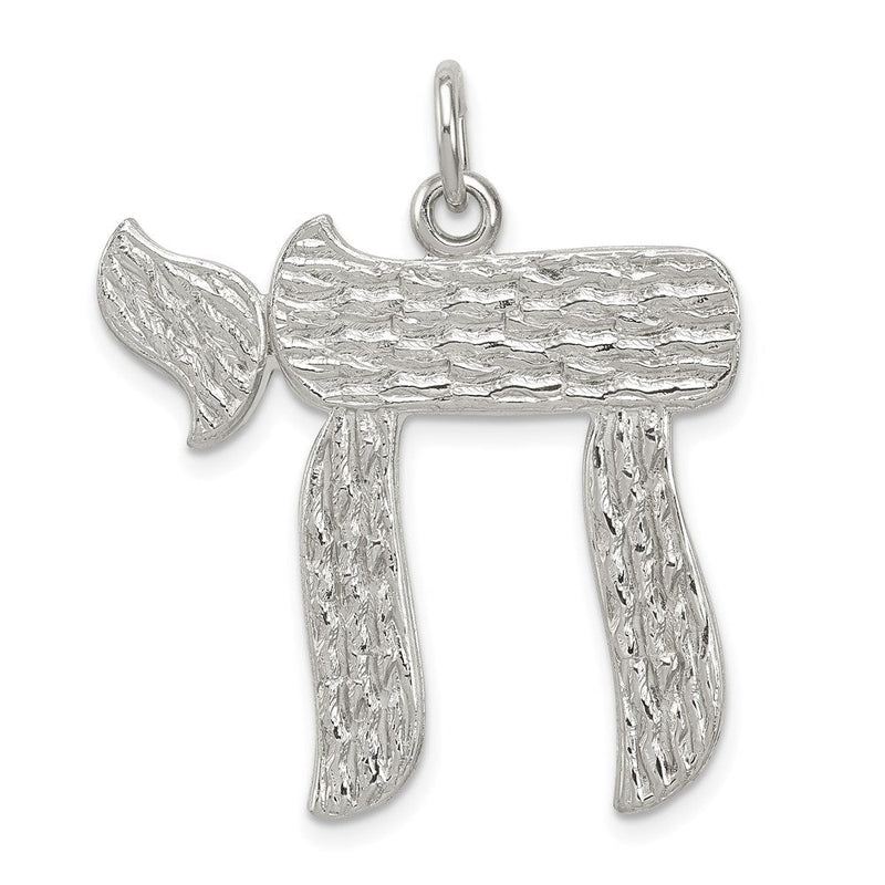 Chai Jüdisches Symbol (Ohne Textur – Sonderanfertigung) Anhänger in 14K Weißgold