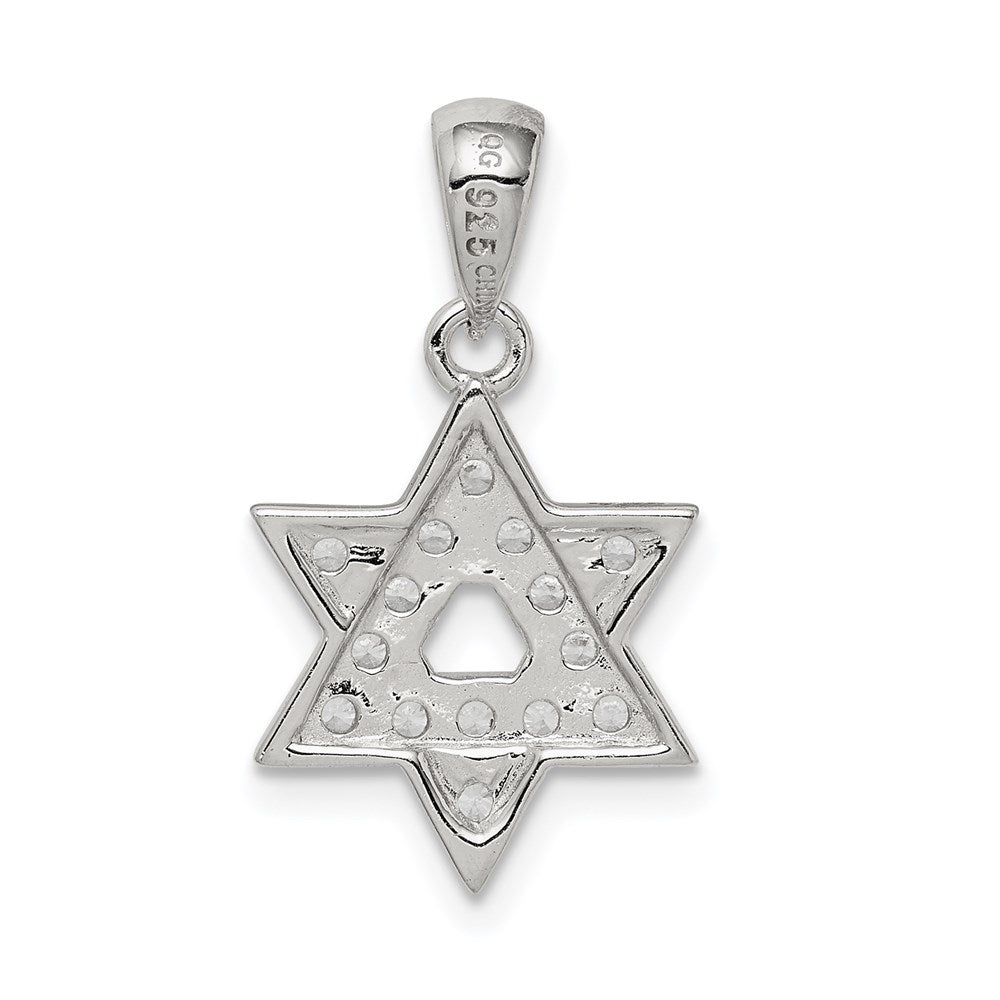 Sterlingsilber Rhodiniert Zirkonia Stern Of David Anhänger