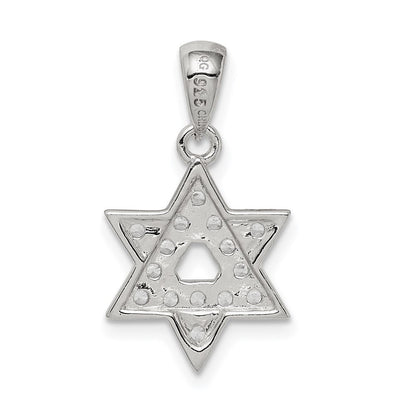 Sterlingsilber Rhodiniert Zirkonia Stern Of David Anhänger