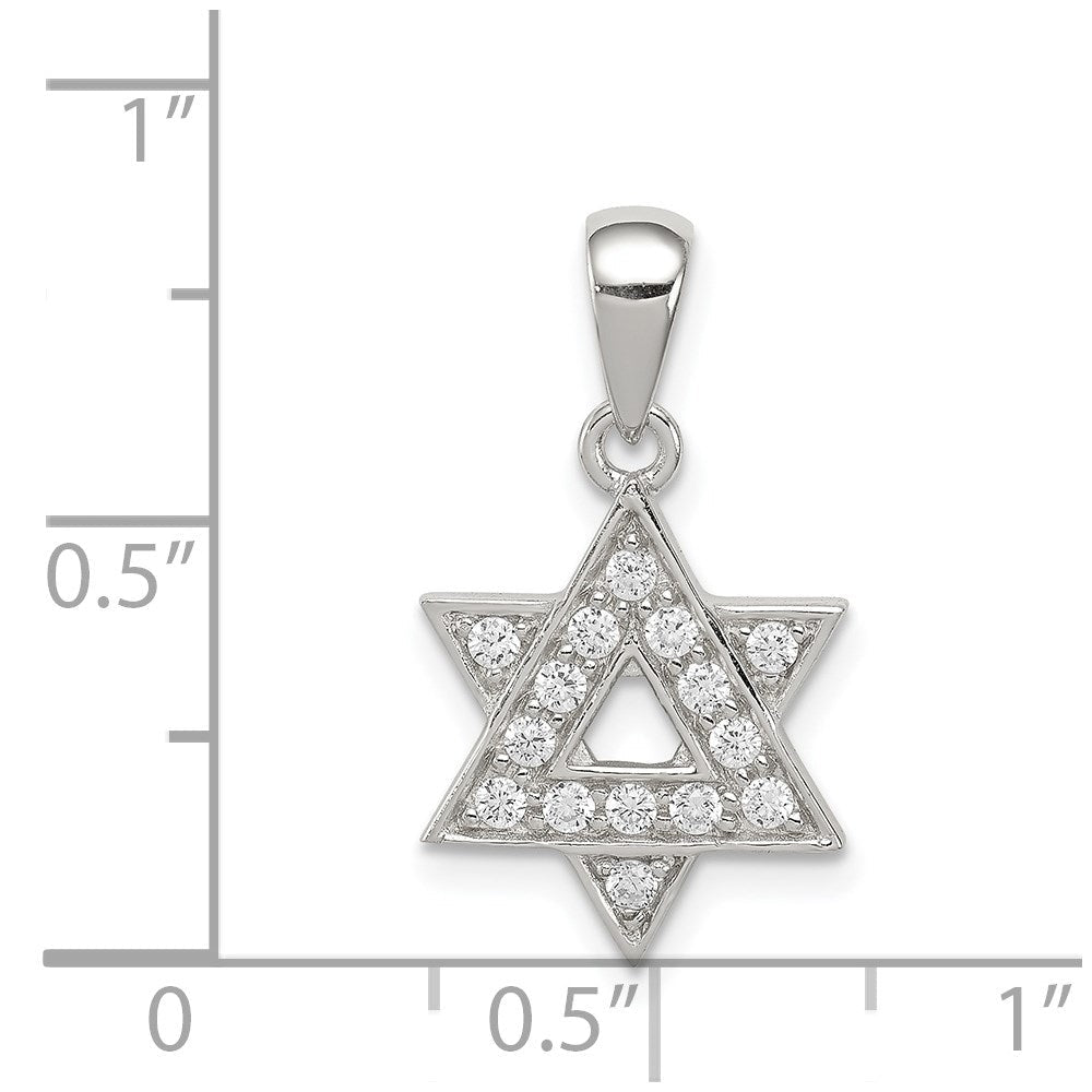 Sterlingsilber Rhodiniert Zirkonia Stern Of David Anhänger