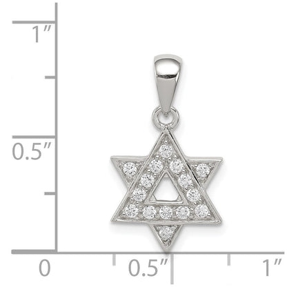 Sterlingsilber Rhodiniert Zirkonia Stern Of David Anhänger