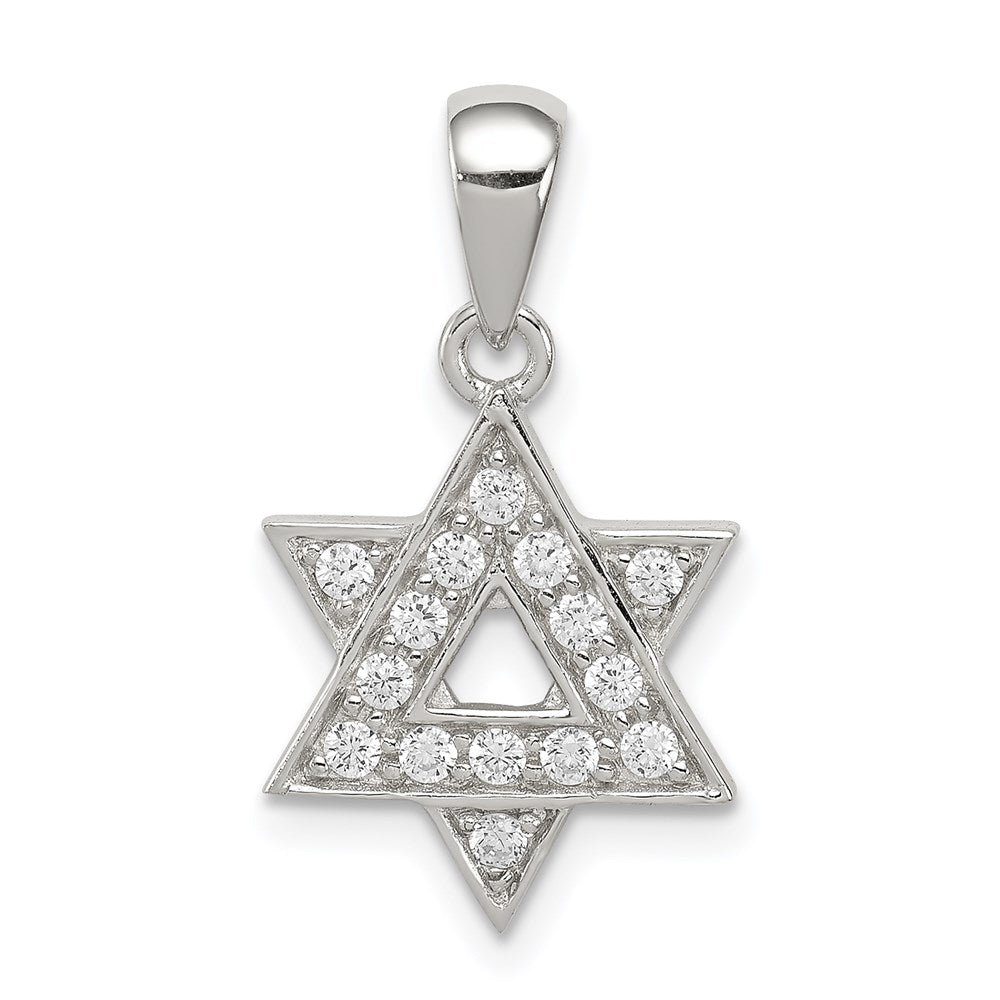 Sterlingsilber Rhodiniert Zirkonia Stern Of David Anhänger