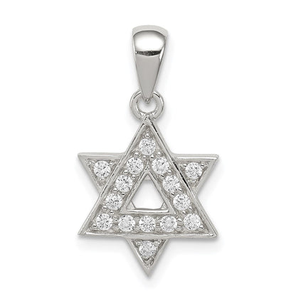 Sterlingsilber Rhodiniert Zirkonia Stern Of David Anhänger
