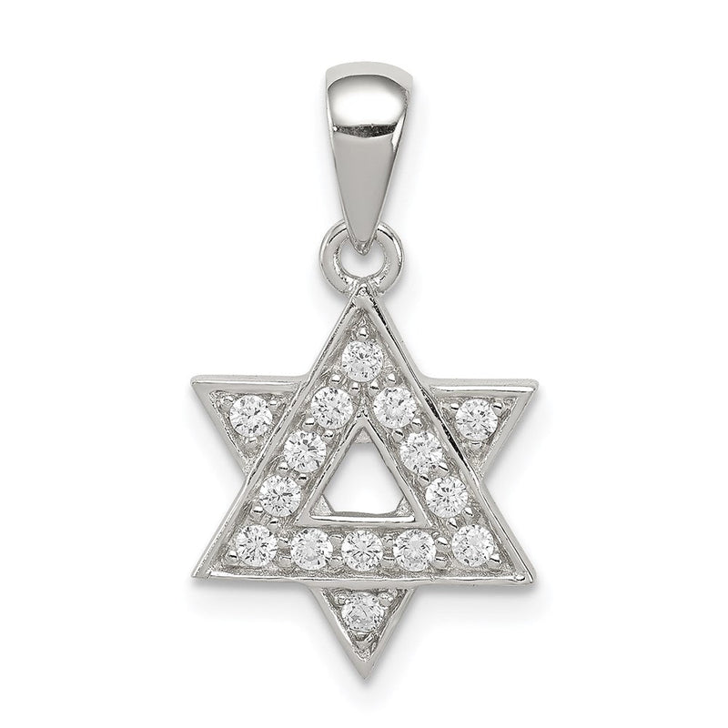 Sterlingsilber Rhodiniert Zirkonia Stern Of David Anhänger