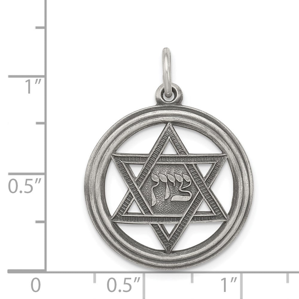 Sterlingsilber Antikisiert Stern Of David Plättchen Charm